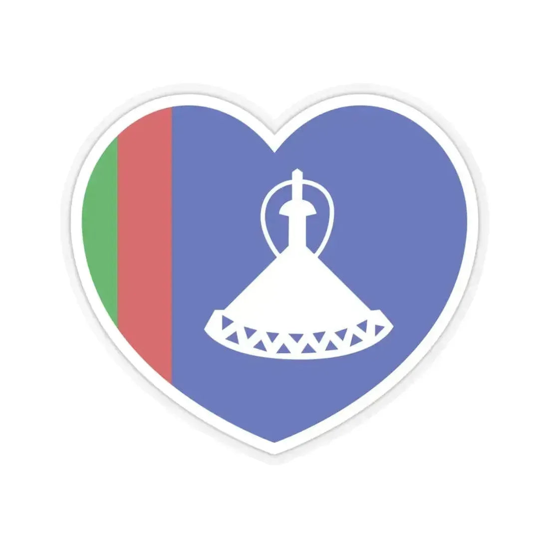 Heart Flag of Lesotho 1966-1987 - STICKER Vinyl Kiss-Cut Decal 4 Inch Transparent - The Sticker Space