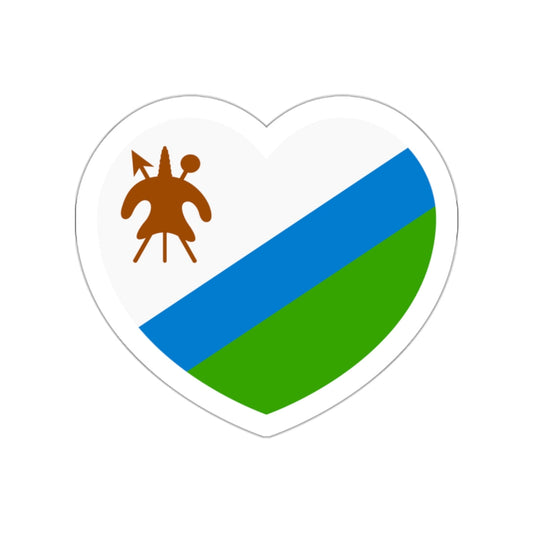 Heart Flag of Lesotho 1987-2006 - STICKER Vinyl Die-Cut Decal-White-The Sticker Space