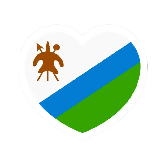 Heart Flag of Lesotho 1987-2006 - STICKER Vinyl Kiss-Cut Decal 2 Inch White - The Sticker Space