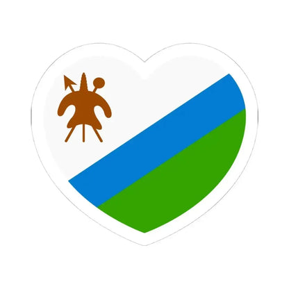 Heart Flag of Lesotho 1987-2006 - STICKER Vinyl Kiss-Cut Decal 4 Inch White - The Sticker Space
