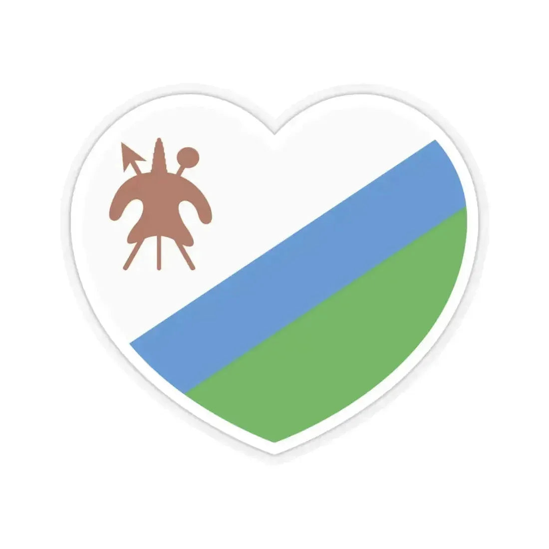 Heart Flag of Lesotho 1987-2006 - STICKER Vinyl Kiss-Cut Decal 6 Inch Transparent - The Sticker Space