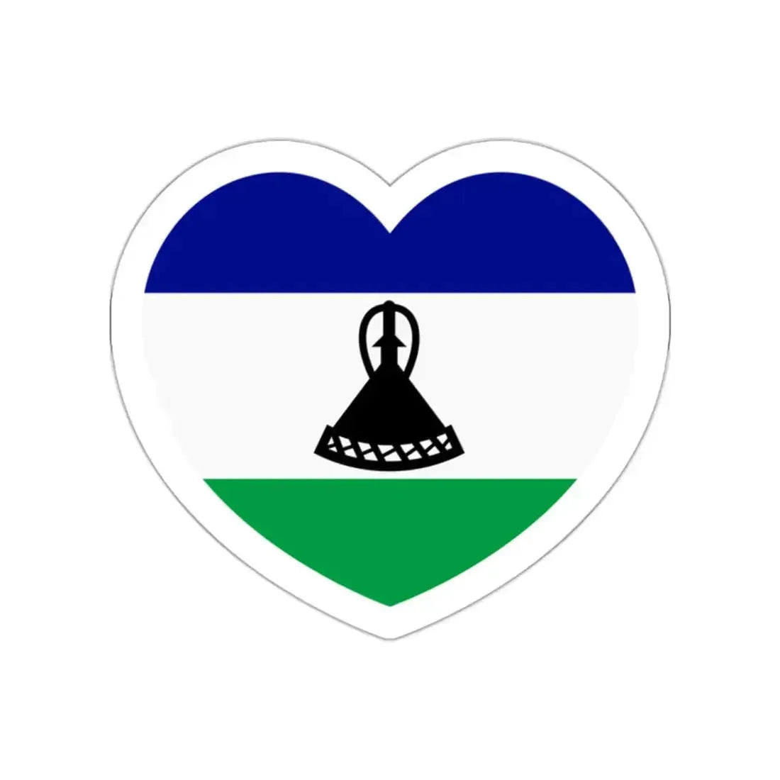 Heart Flag of Lesotho - STICKER Vinyl Die-Cut Decal White Die-Cut 2 Inch - The Sticker Space