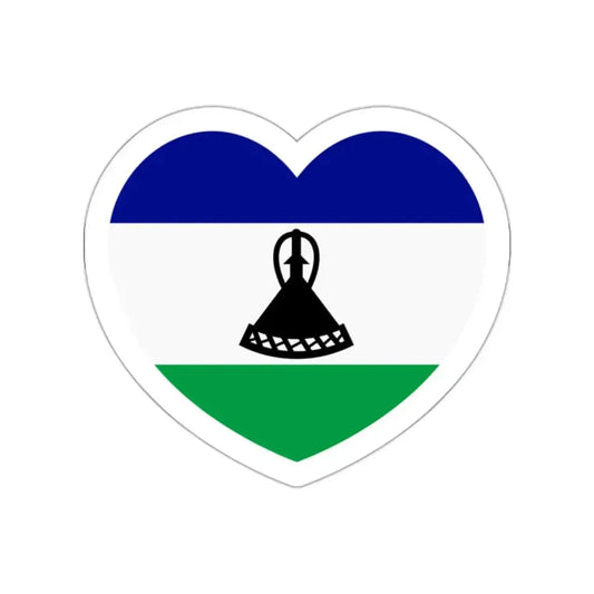 Heart Flag of Lesotho - STICKER Vinyl Die-Cut Decal White Die-Cut 2 Inch - The Sticker Space