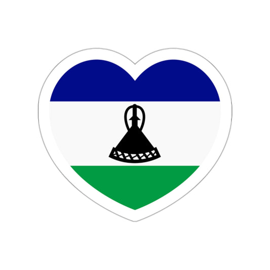 Heart Flag of Lesotho - STICKER Vinyl Die-Cut Decal-White-The Sticker Space