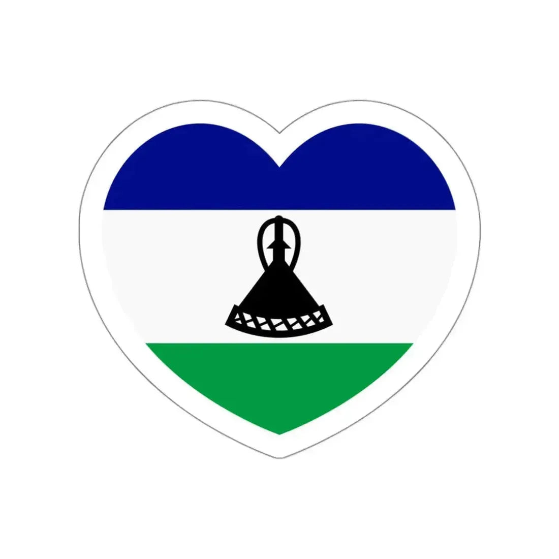 Heart Flag of Lesotho - STICKER Vinyl Die-Cut Decal White Die-Cut 3 Inch - The Sticker Space