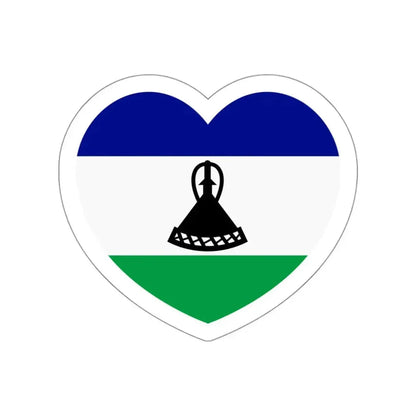 Heart Flag of Lesotho - STICKER Vinyl Die-Cut Decal White Die-Cut 3 Inch - The Sticker Space