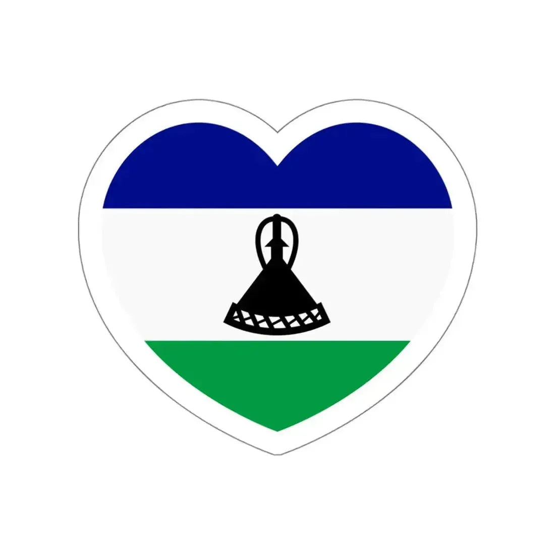 Heart Flag of Lesotho - STICKER Vinyl Die-Cut Decal White Die-Cut 5 Inch - The Sticker Space