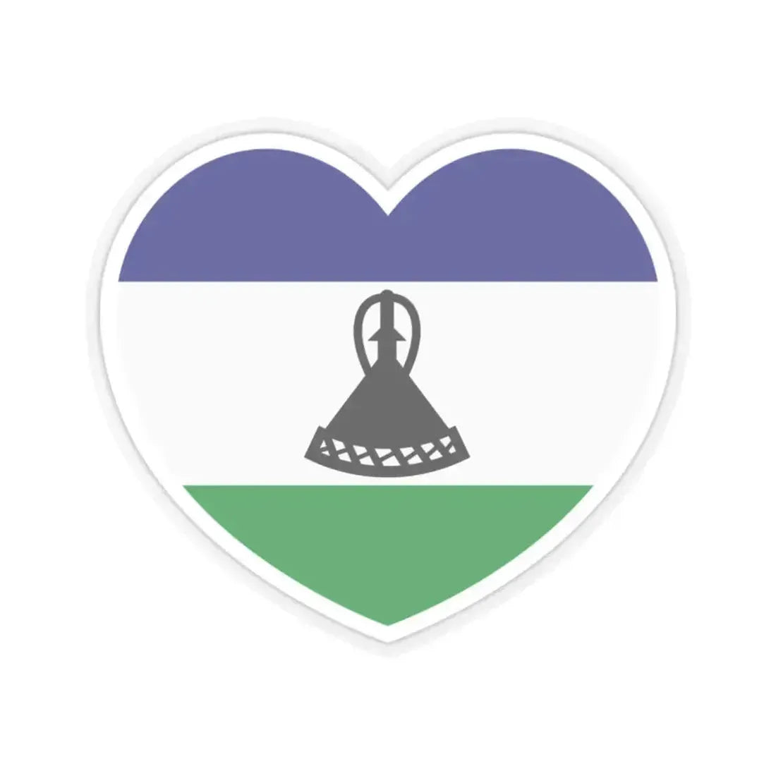 Heart Flag of Lesotho - STICKER Vinyl Kiss-Cut Decal 2 Inch Transparent - The Sticker Space