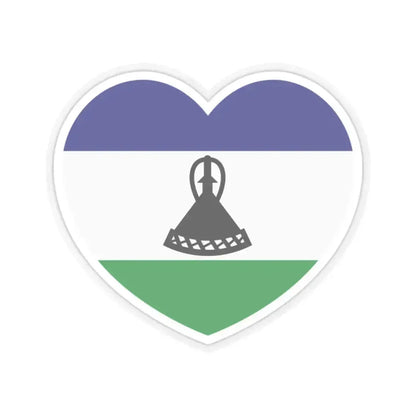Heart Flag of Lesotho - STICKER Vinyl Kiss-Cut Decal 2 Inch Transparent - The Sticker Space