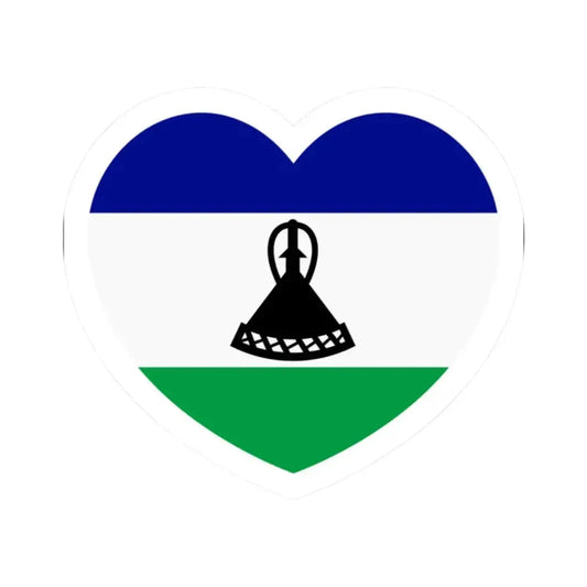 Heart Flag of Lesotho - STICKER Vinyl Kiss-Cut Decal 2 Inch White - The Sticker Space