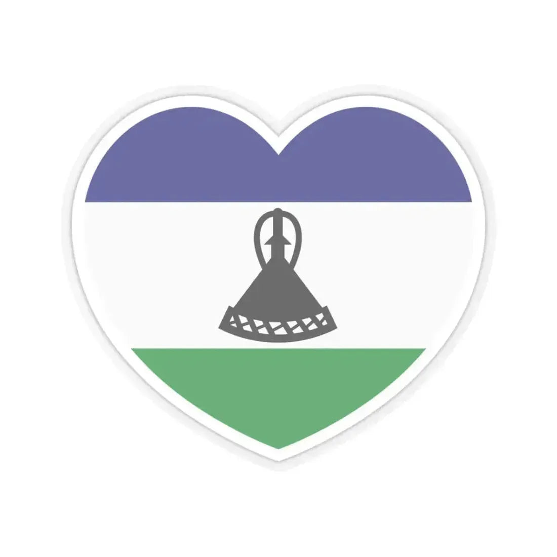 Heart Flag of Lesotho - STICKER Vinyl Kiss-Cut Decal 3 Inch Transparent - The Sticker Space