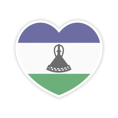 Heart Flag of Lesotho - STICKER Vinyl Kiss-Cut Decal 3 Inch Transparent - The Sticker Space