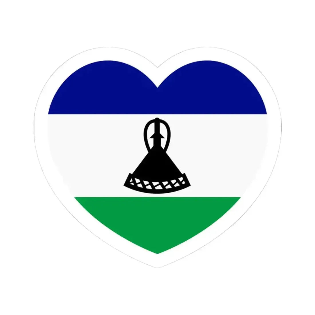 Heart Flag of Lesotho - STICKER Vinyl Kiss-Cut Decal 3 Inch White - The Sticker Space
