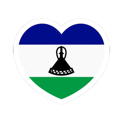 Heart Flag of Lesotho - STICKER Vinyl Kiss-Cut Decal 3 Inch White - The Sticker Space
