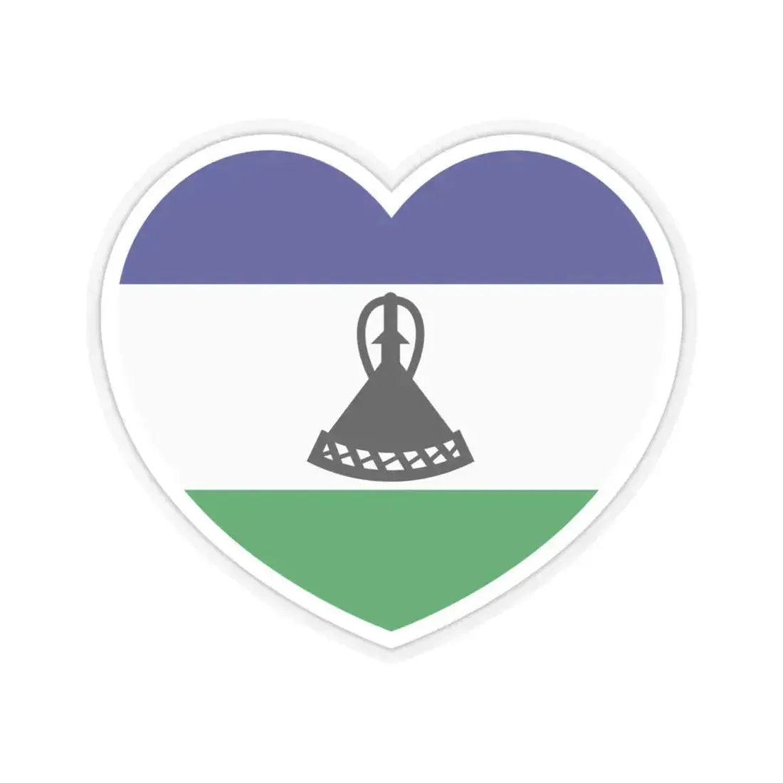 Heart Flag of Lesotho - STICKER Vinyl Kiss-Cut Decal 4 Inch Transparent - The Sticker Space