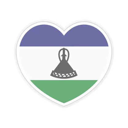 Heart Flag of Lesotho - STICKER Vinyl Kiss-Cut Decal 4 Inch Transparent - The Sticker Space