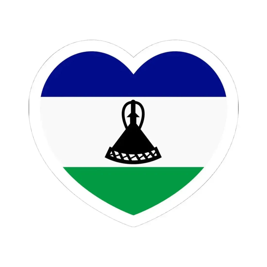 Heart Flag of Lesotho - STICKER Vinyl Kiss-Cut Decal 4 Inch White - The Sticker Space