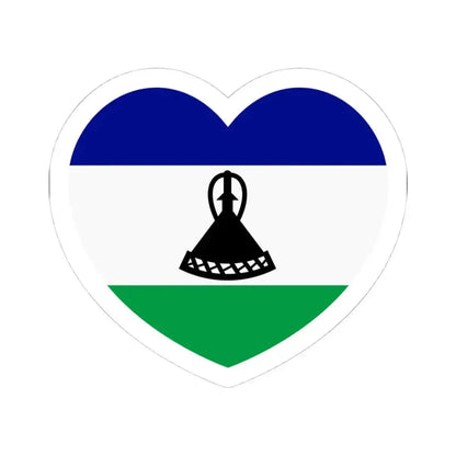 Heart Flag of Lesotho - STICKER Vinyl Kiss-Cut Decal 4 Inch White - The Sticker Space
