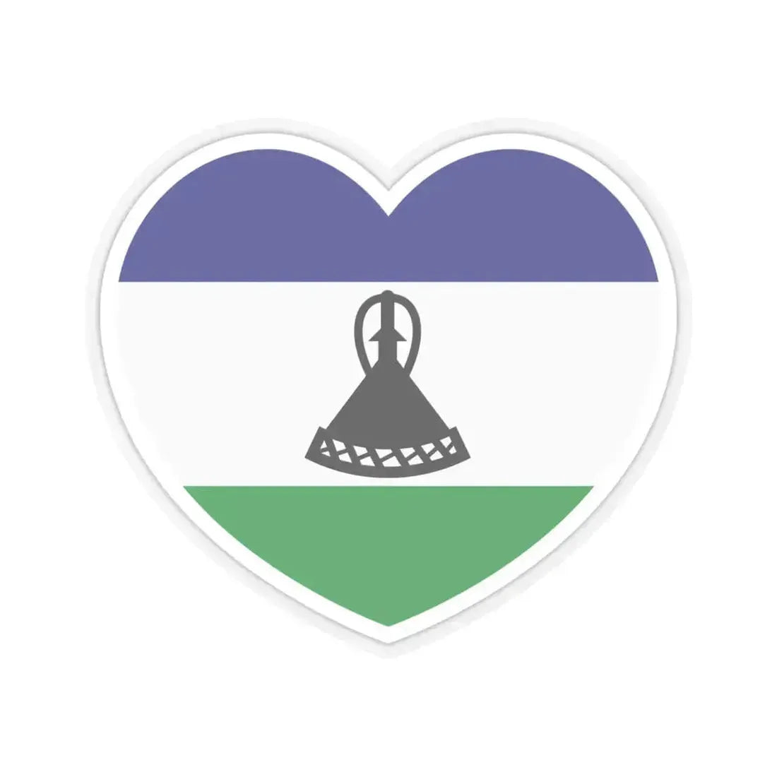Heart Flag of Lesotho - STICKER Vinyl Kiss-Cut Decal 6 Inch Transparent - The Sticker Space