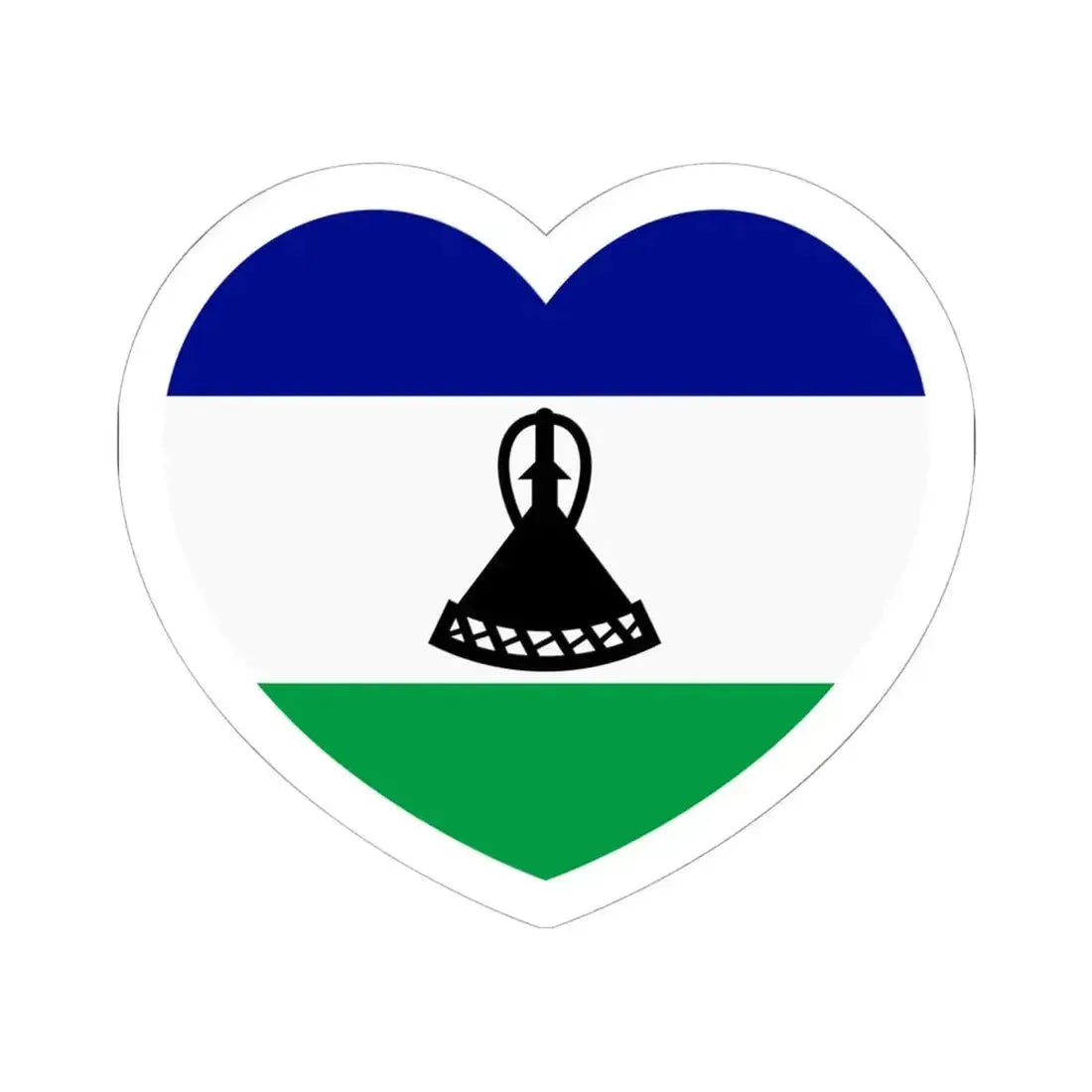 Heart Flag of Lesotho - STICKER Vinyl Kiss-Cut Decal 6 Inch White - The Sticker Space