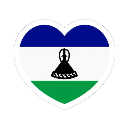 Heart Flag of Lesotho - STICKER Vinyl Kiss-Cut Decal 6 Inch White - The Sticker Space
