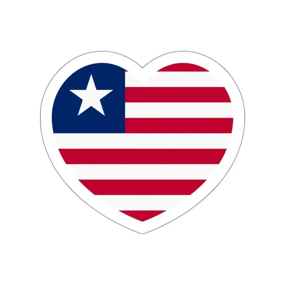 Heart Flag of Liberia - STICKER Vinyl Die-Cut Decal White Die-Cut 3 Inch - The Sticker Space