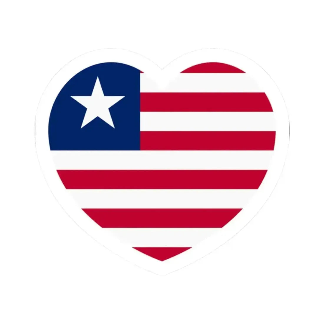 Heart Flag of Liberia - STICKER Vinyl Kiss-Cut Decal 2 Inch White - The Sticker Space