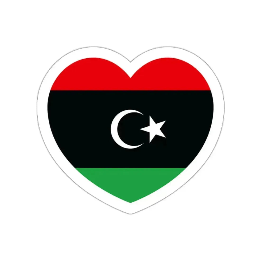 Heart Flag of Libya - STICKER Vinyl Die-Cut Decal White Die-Cut 2 Inch - The Sticker Space