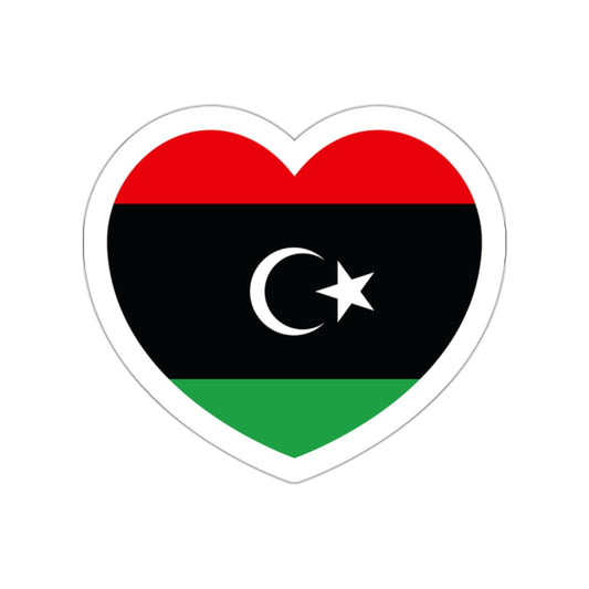 Heart Flag of Libya - STICKER Vinyl Die-Cut Decal-White-The Sticker Space