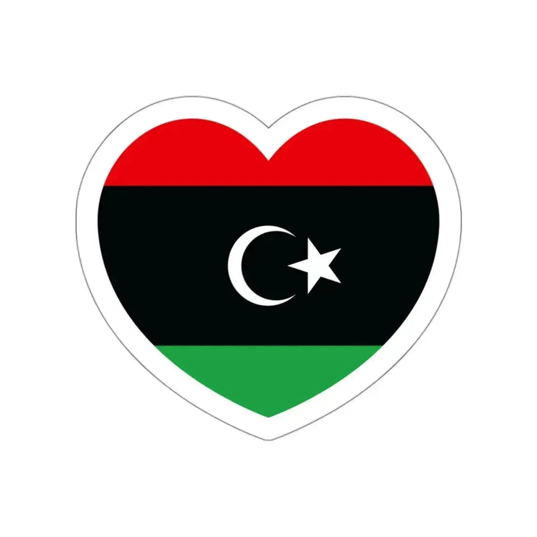 Heart Flag of Libya - STICKER Vinyl Die-Cut Decal White Die-Cut 3 Inch - The Sticker Space