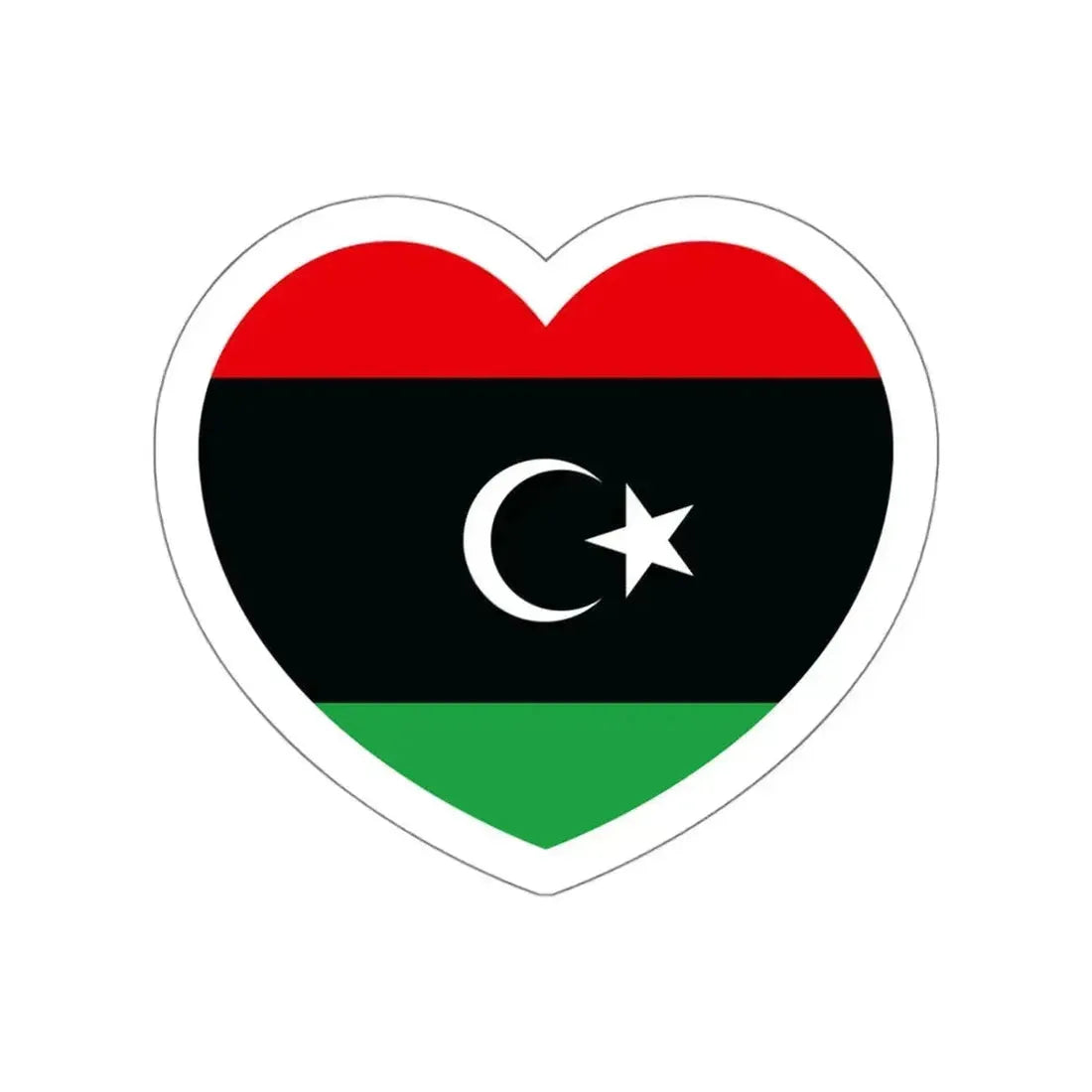 Heart Flag of Libya - STICKER Vinyl Die-Cut Decal White Die-Cut 6 Inch - The Sticker Space