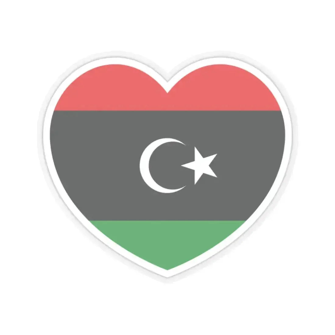 Heart Flag of Libya - STICKER Vinyl Kiss-Cut Decal 2 Inch Transparent - The Sticker Space