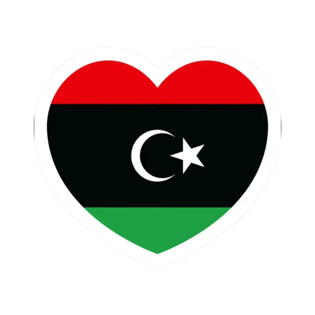 Heart Flag of Libya - STICKER Vinyl Kiss-Cut Decal 2 Inch White - The Sticker Space