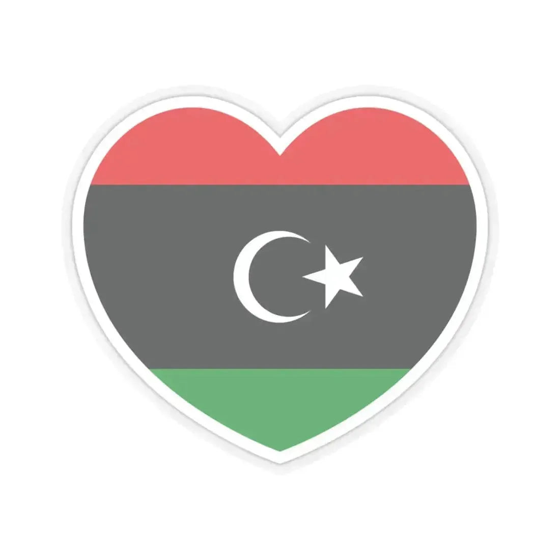 Heart Flag of Libya - STICKER Vinyl Kiss-Cut Decal 3 Inch Transparent - The Sticker Space