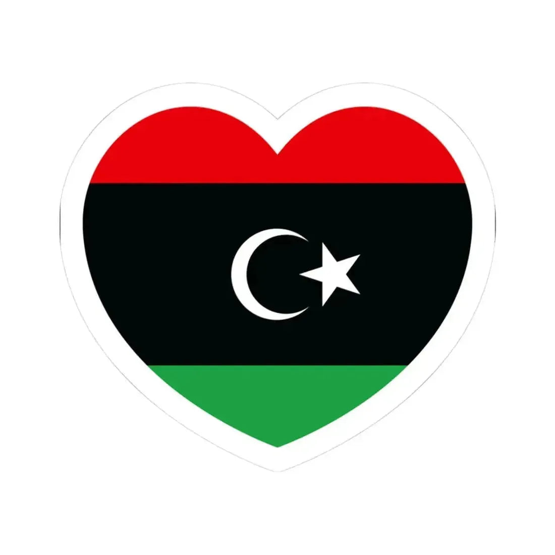 Heart Flag of Libya - STICKER Vinyl Kiss-Cut Decal 3 Inch White - The Sticker Space