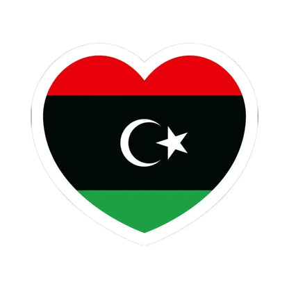 Heart Flag of Libya - STICKER Vinyl Kiss-Cut Decal 3 Inch White - The Sticker Space