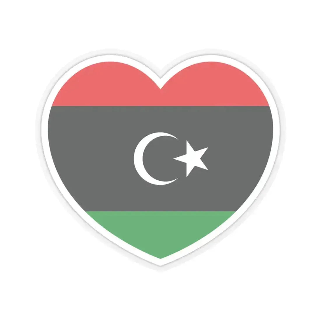 Heart Flag of Libya - STICKER Vinyl Kiss-Cut Decal 4 Inch Transparent - The Sticker Space