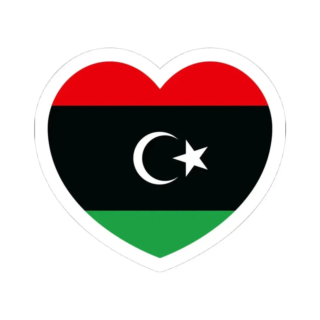 Heart Flag of Libya - STICKER Vinyl Kiss-Cut Decal 4 Inch White - The Sticker Space