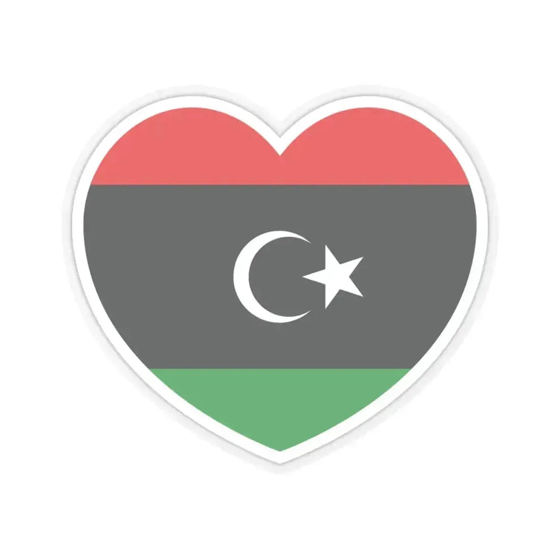 Heart Flag of Libya - STICKER Vinyl Kiss-Cut Decal 6 Inch Transparent - The Sticker Space