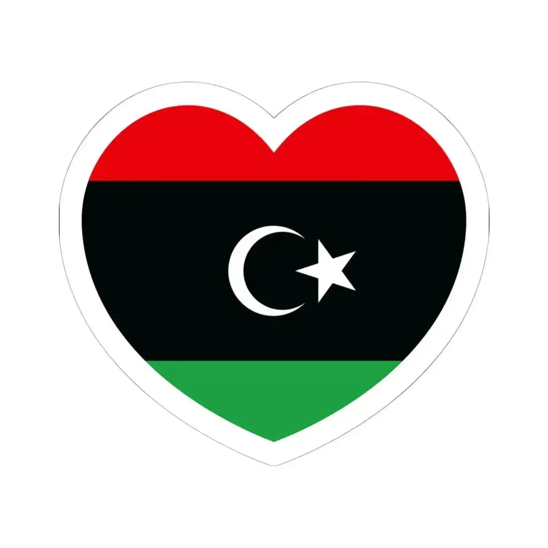 Heart Flag of Libya - STICKER Vinyl Kiss-Cut Decal 6 Inch White - The Sticker Space