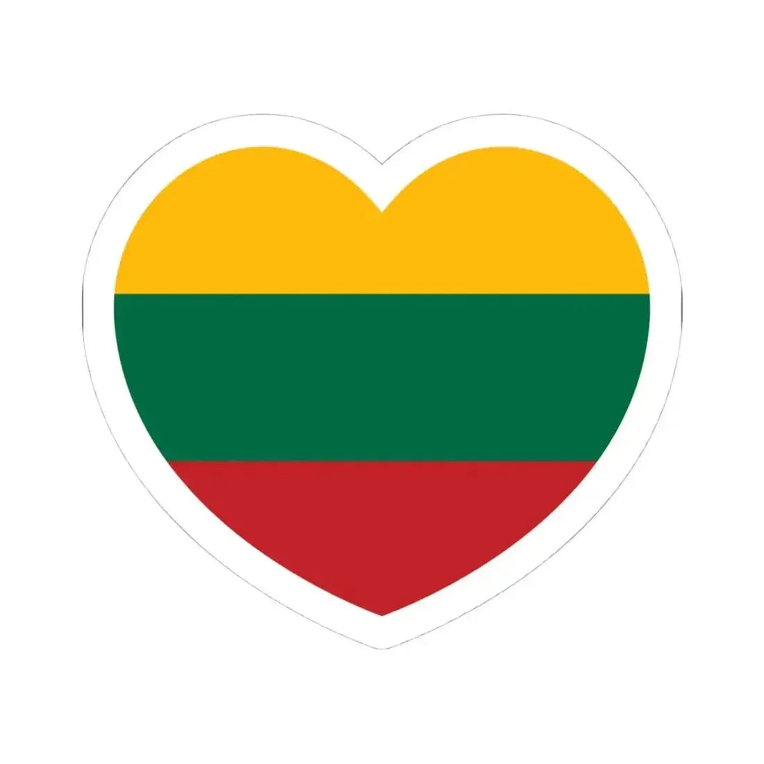 Heart Flag of Lithuania - STICKER Vinyl Kiss-Cut Decal 4 Inch White - The Sticker Space
