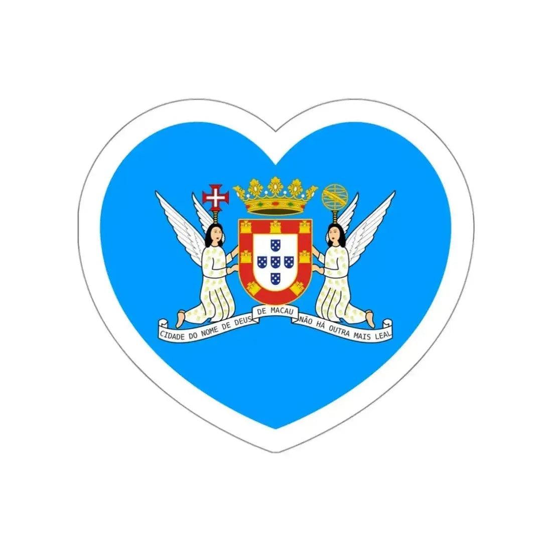 Heart Flag of Macau Municipal - STICKER Vinyl Die-Cut Decal White Die-Cut 3 Inch - The Sticker Space