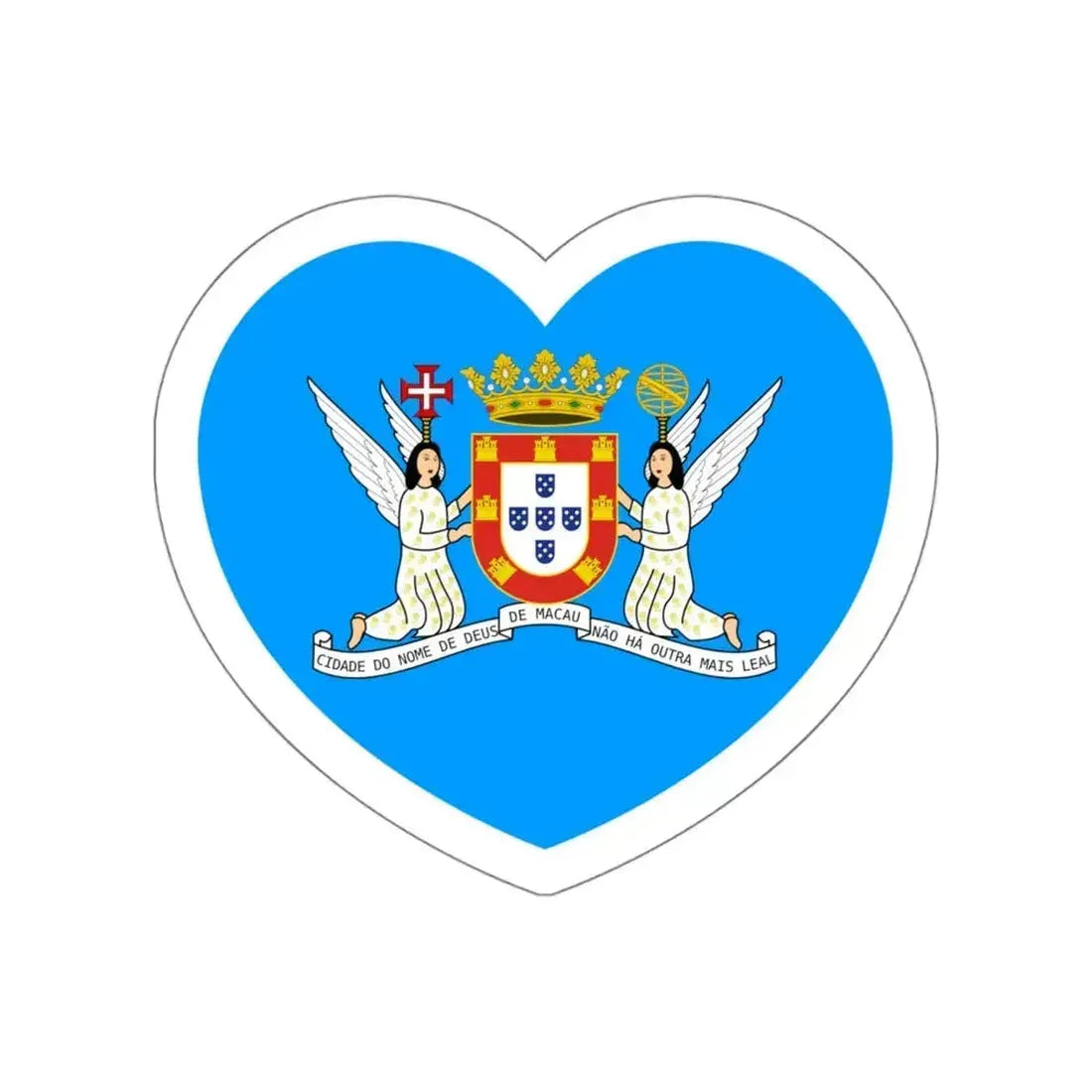 Heart Flag of Macau Municipal - STICKER Vinyl Die-Cut Decal White Die-Cut 5 Inch - The Sticker Space