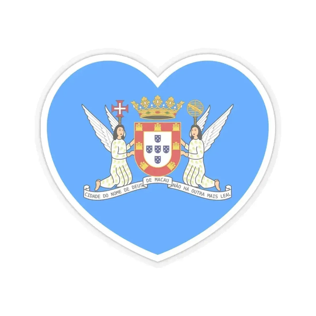 Heart Flag of Macau Municipal - STICKER Vinyl Kiss-Cut Decal 6 Inch Transparent - The Sticker Space