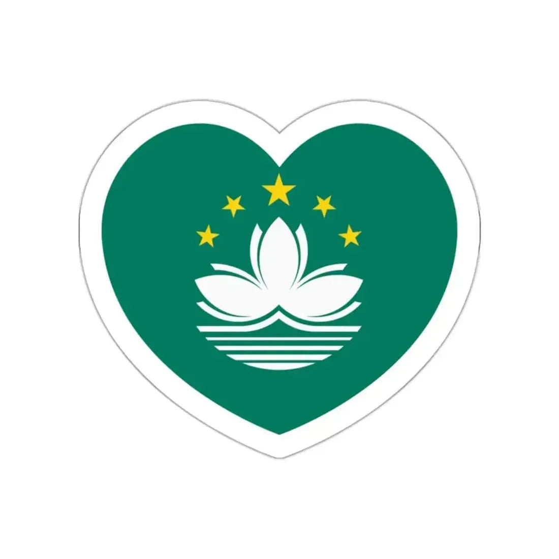 Heart Flag of Macau - STICKER Vinyl Die-Cut Decal White Die-Cut 2 Inch - The Sticker Space