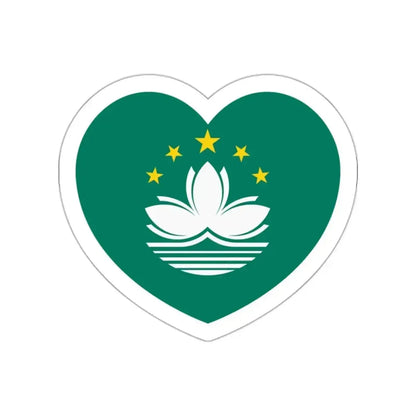 Heart Flag of Macau - STICKER Vinyl Die-Cut Decal White Die-Cut 2 Inch - The Sticker Space