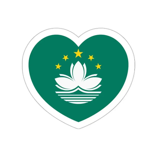 Heart Flag of Macau - STICKER Vinyl Die-Cut Decal White Die-Cut 2 Inch - The Sticker Space