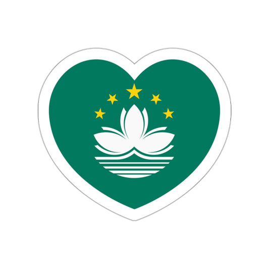 Heart Flag of Macau - STICKER Vinyl Die-Cut Decal-White-The Sticker Space