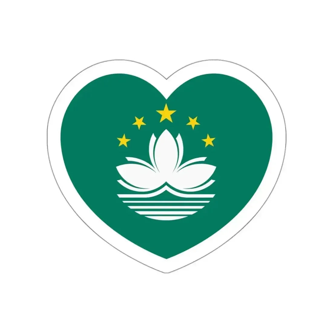 Heart Flag of Macau - STICKER Vinyl Die-Cut Decal White Die-Cut 3 Inch - The Sticker Space