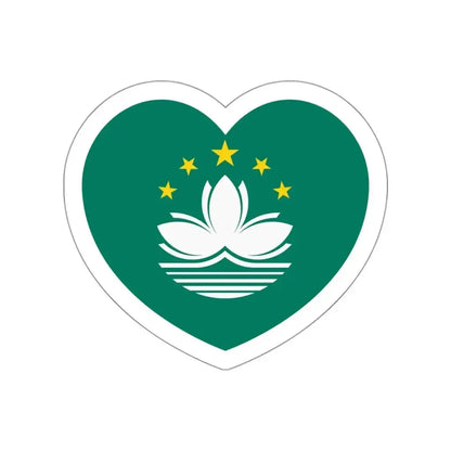 Heart Flag of Macau - STICKER Vinyl Die-Cut Decal White Die-Cut 3 Inch - The Sticker Space